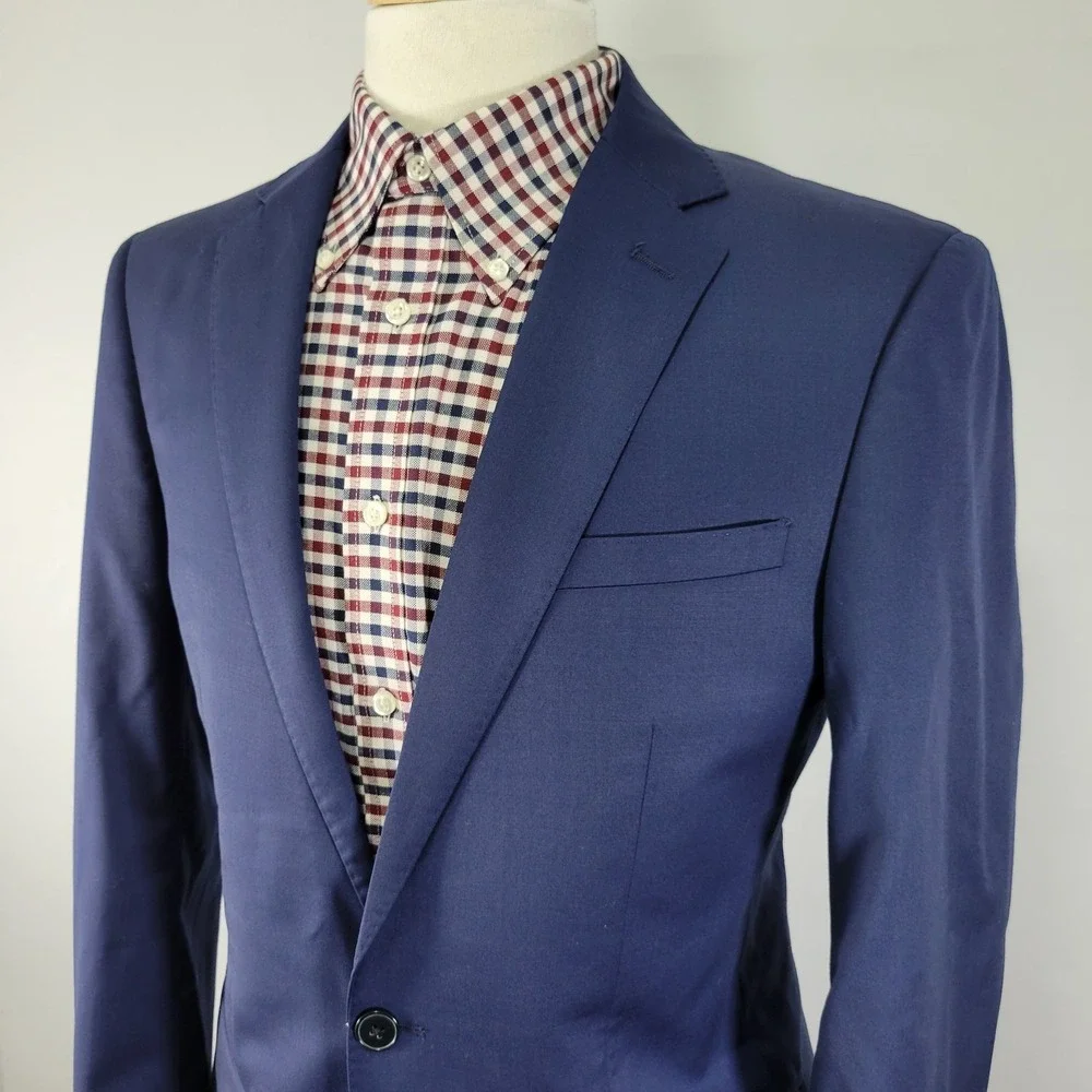 Calvin Klein Men's Sport Coat Blazer Two Button Blue Wool Extreme Slim Fit 40L